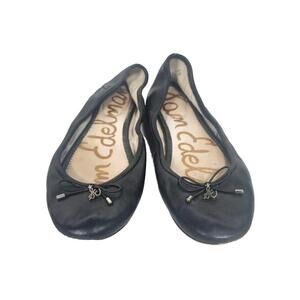 Sam Edelman Felicia Women's Black Real Leather Ballet Flats Shoes Bow Size 7.5